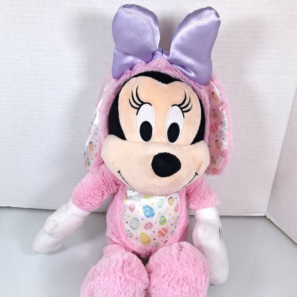 Disney Minnie Mouse Pink Easter Bunny Rabbit Plush 16" Stuffed Animal Just Play